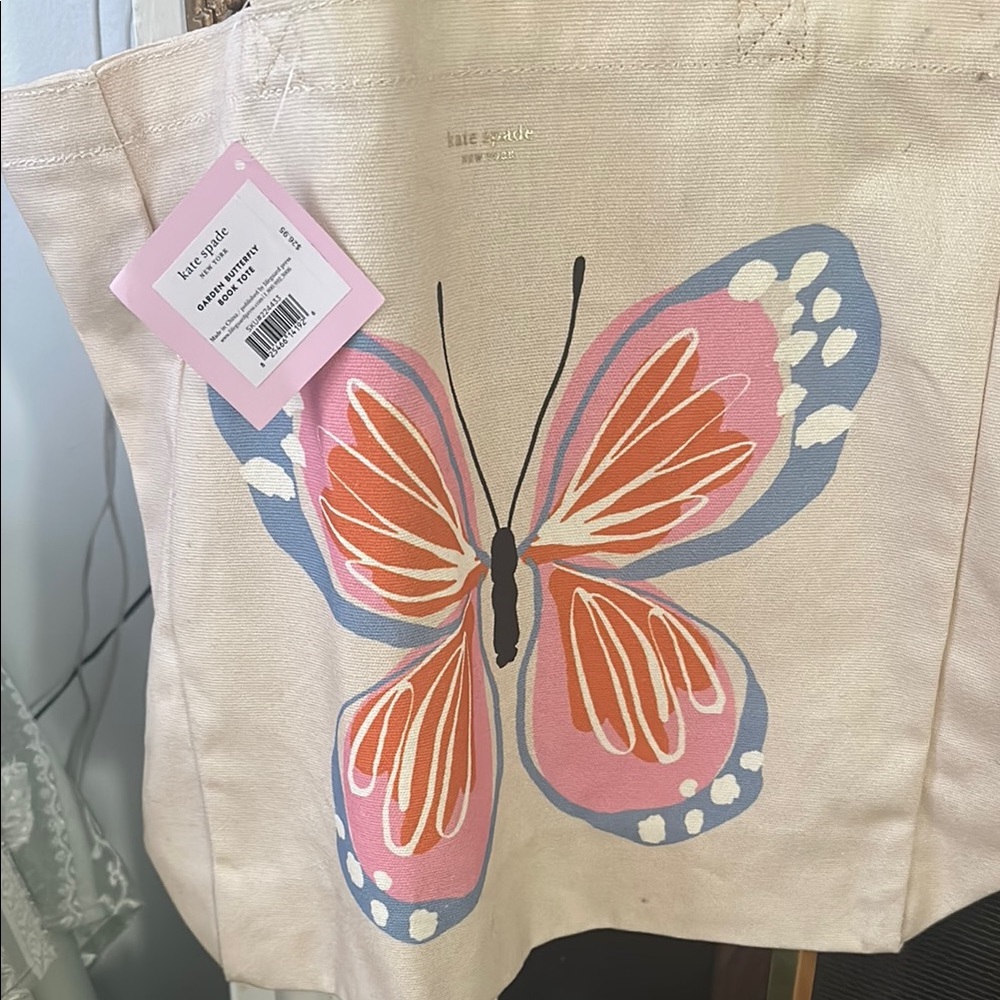 Kate Spade Pink and Orange Basket with Butterfly Accents